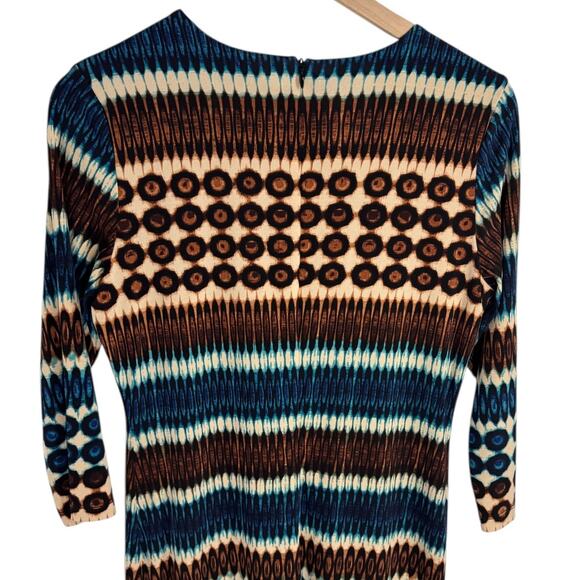 KAREN KANE Multi Pattern 3/4 Sleeve Stretchy Dress SZ LG - Picture 2 of 8